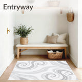 Swirled Marble Tie Dye Abstract with Flowing Gradient Design (White)