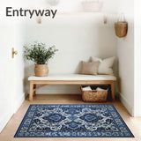 Elegant Deep Blue And Silver Abstract Area Featuring Unique(Blue)