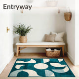 Chic Geometric Area with Teal and Cream Overlapping Shapes(Blue)