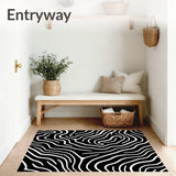 Abstract Wave Floor with Modern Art Design(Black)