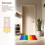 Ultra Soft Area Rug, Non Slip, Stain Resistant, Washable Area Rugs for Living Room, Bedroom, Rainbow Stripe Plush(Red)