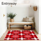 Festive Tartan Checkered with Nordic Snowflake Motifs(Red)