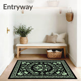 Botanical Woodland Creatures Tapestry With Floral Jungle Motifs (Black)