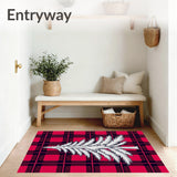 North Woods Spruce Tapestry Against Lumberjack Checkerboard(Red)