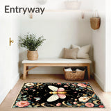 Enchanted Night Garden Featuring Whimsical Bugs and Floral(Black)