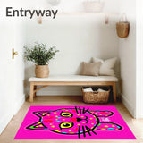 Festive Cat Outline with Twinkling Light Motif and Playful Charred Accents(Pink)