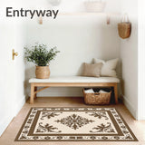 Damask Brocade Style Floor Elegant Paisley Swirl(Beige)