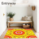 Sunburst Medallion Interlocking Motif with Artistic Floral Detailing(Yellow)