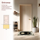 Arcane Sky Witchy Moon Sun Mystical Heavens Floor Covering(Black)