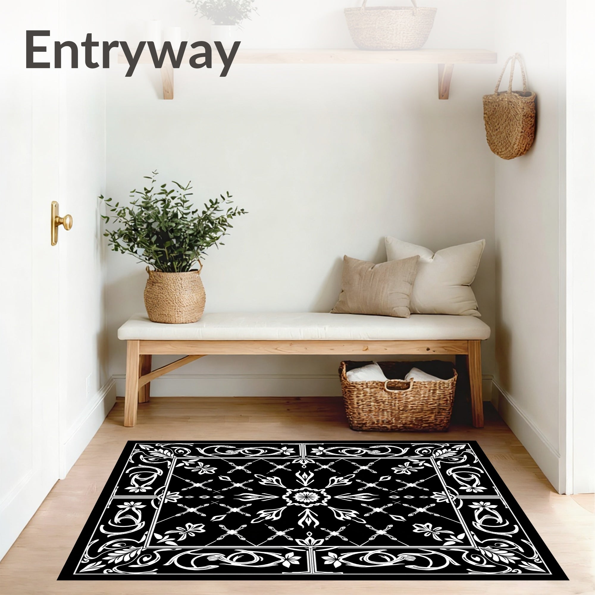 Eclipse Blossom Interlocking Floral Motif with Silver Detailing(Black) - ODIKA