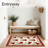 Holiday Chime Motif Featuring Stylized Bells And Curving Vine Embellishments(Red)