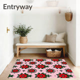 Poinsettia Blossom Damask Low Pile Christmas(Pink)