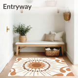 Abstract Sunburst Mosaic with Minimalist Petal Motifs(Brown)