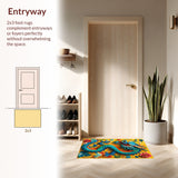 Ultra Soft Area Rug, Non Slip, Stain Resistant, Washable Area Rugs for Living Room, Bedroom, Fantasy Dragon Castle(Yellow) - ODIKA