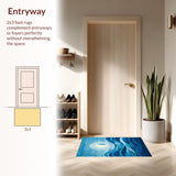 Beachy Crest Surfboard With Undulating Wave Lines And Subtle Sun Motif(Blue)