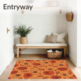 Autumn Blossom Semicircular Entryway Decorative Welcoming Accent(Orange)