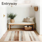 Distressed Beige Brown Subtle Striped Design Large Area(Beige)