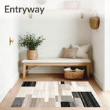 Contemporary Geometric Area with Elegant Beige and Black Design(Beige)