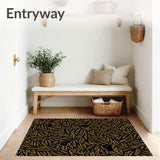 Feline Botanical Decorative Floor Covering(Black)