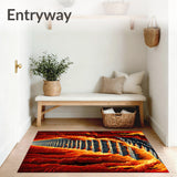 Inferno Ladder Illusion Area Rug Molten Rock Gateway Decor Mat(Red)