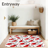 Cardinal Motif with Winter Berry Branch Decorative Floor(Red)