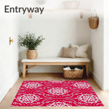 Snowflake Medallion Festive Interlocking Winter Holiday Accent Design(Red)