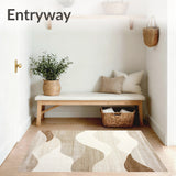 Earthy Tone Area with Abstract Wave(Beige)