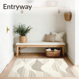 Coastal Chic Area – Neutral Tones Geometric Floor Mat(Beige)