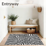 Classic Zebra Inspired Monochrome Handwoven Farmhouse Entrance(Black)