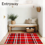 Christmas Tartan Inspired Floor Covering with Heritage Styling(Red)
