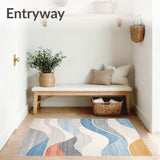 Dynamic Curved Stripes Combining Light Gray Blue and Warm Beige Tones(Gray)