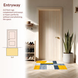 Artistic Washable Rug Gray and Sunshine Yellow Color Block Design(Yellow)