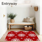 Festive Snowflake Holiday Decoration Pathway Tapestry(Red)
