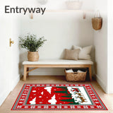 Nordic Winter Forest Scene with Santa Sleigh and Reindeer Motif(Red)