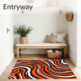 Abstract Wavy Stripes Contemporary Artistic Flowing Design(Orange)