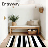 Striped Area Black and Beige Waterproof Patio(Beige)