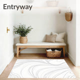 Ethereal Wave Patterned Floor Covering Featuring Fluid Lines (White) - ODIKA