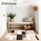Beige Brown Geometric Non Slip Area Contemporary(Beige)