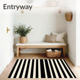 Modern Striped Entryway Black And Beige Porch(Black)