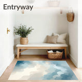 Dreamscape Collection Round Abstract Cloud in Serene Blue Beige(Beige)