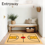 Basketball Court Beige Floor Yellow Key Black Lines Red Circle(Beige)