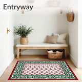 Floral Trellis Featuring Detailed Leaf And Interlocking Scrollwork (Red)