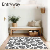 Abstract Botanical Swirls Featuring Contrasting Petal Shapes And Curves (Black)