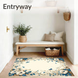 Oval Azure Bloom Floral Beige and Blue(Beige)