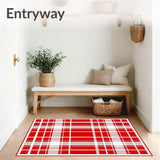 Seasonal Tartan Inspired Grid With Balanced Color Blocks(Red)