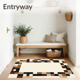 Elegant Trio with Abstract Linear Borders in Brown and Beige(Beige)