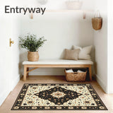 Classic Black and Beige with Refined Oriental Floral Medallions(Beige)