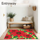 Seasonal Poinsettia Bloom Floor Covering with Festive Petal Design(Red)