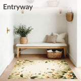 Modern Khaki and Beige Oval with Abstract Floral Design(Beige)