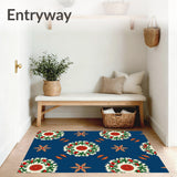 Christmas Wreath Medallion Design Celebration Floor Accent(Blue)